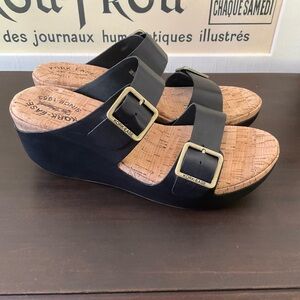 Kork-Ease Black Grace Platform Wedge Sandals NIB
